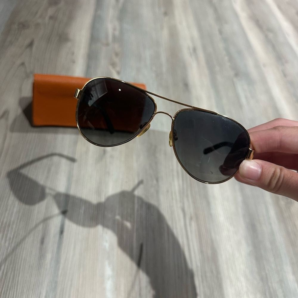 Tory Burch Gold and Black Aviator Glasses